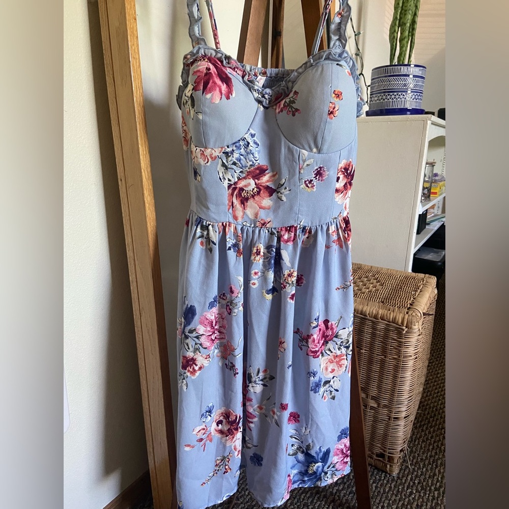 Xhilaration blue flower dress, corset top